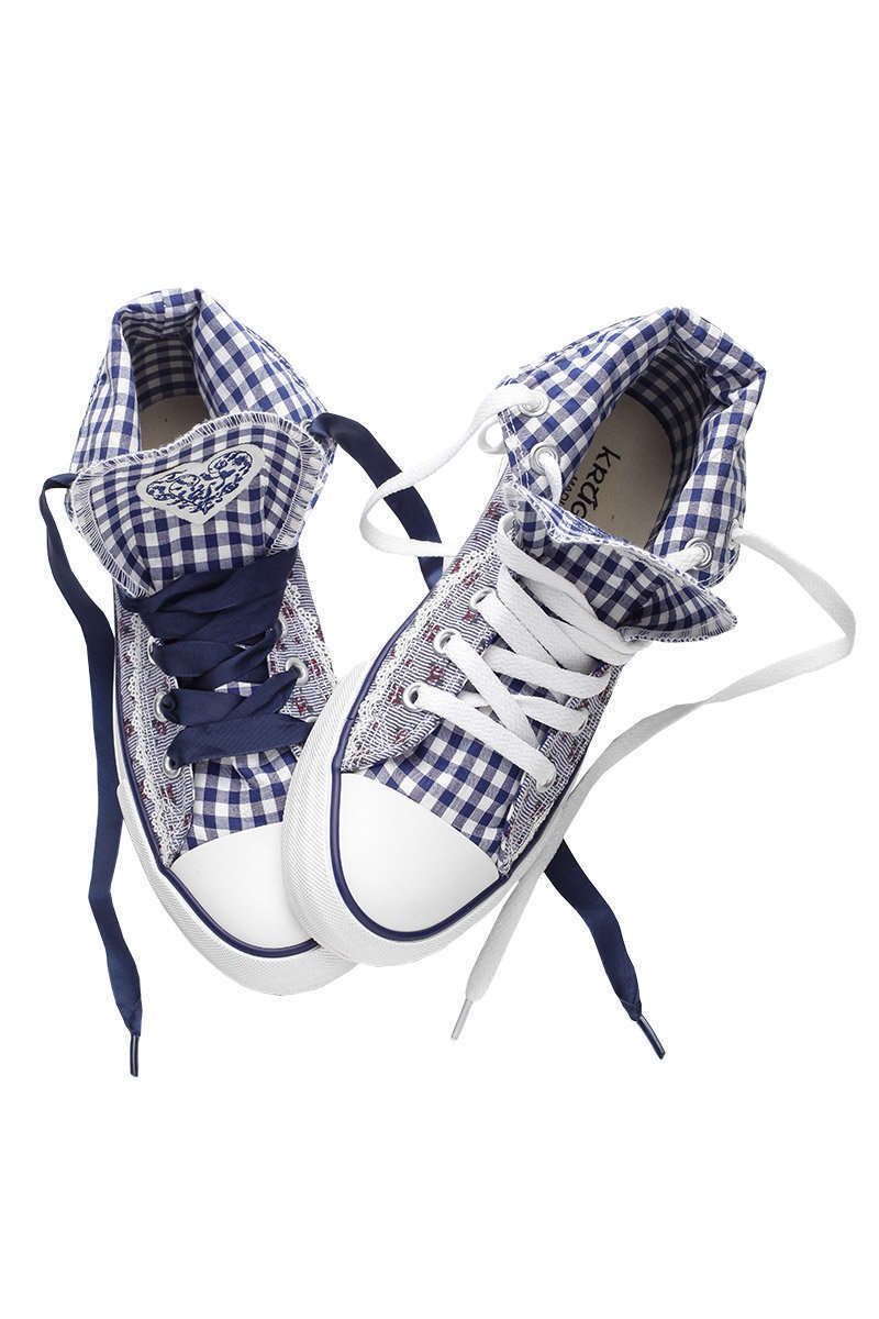 Damen Sneaker im Chucks Look blau-wei mit Blmchendruck Bild 2