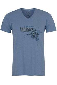 T-Shirt V-Ausschnitt Jagdrebell blau