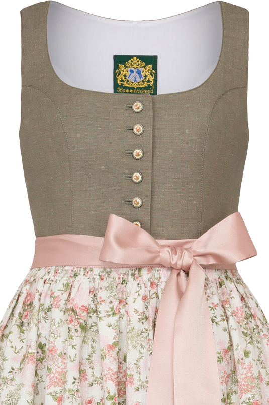 Leinendirndl lang mit floralem Muster