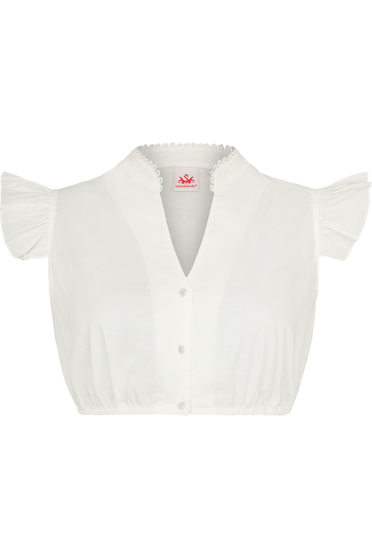 Dirndlbluse mit Flügelärmeln und V-Ausschnitt - creme