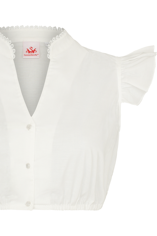 Dirndlbluse mit Flügelärmeln und V-Ausschnitt - creme