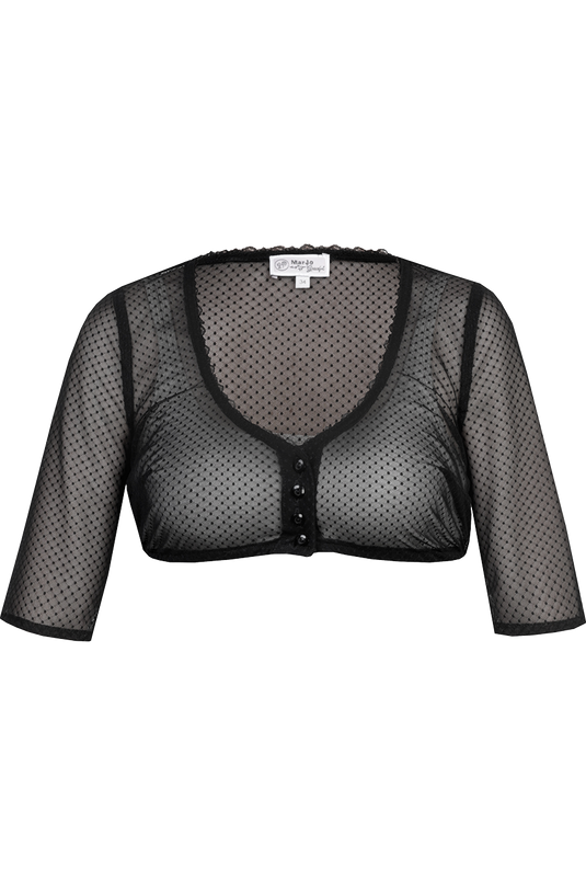 Dirndlbluse transparent mit halblangen Ärmeln - schwarz