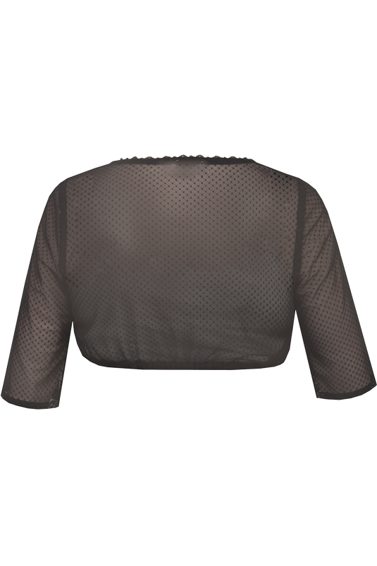Dirndlbluse transparent mit halblangen Ärmeln - schwarz