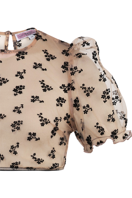 Damen Dirndlbluse MarJo KOHLWIES in NUDE/SCHWARZ - Detialansicht Ärmel