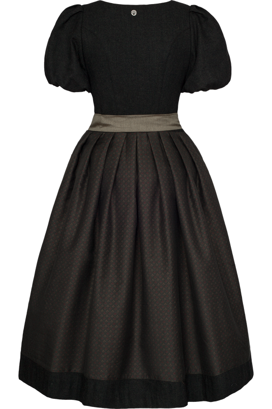 Damen Midi-Dirndl mit Puffärmel Spieth & Wensky KENSIE/75in DUNKELGRÜN - Rückansicht