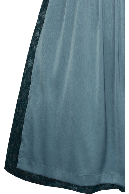 Damen Midi-Dirndl in Boucléoptik Spieth & Wensky KRISTALL/70 in PETROL - Vorderansicht Detail unten