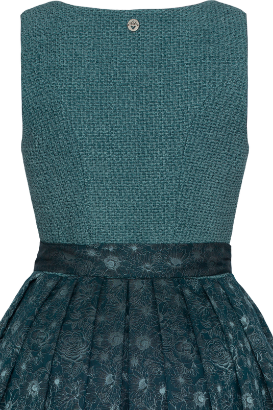 Damen Midi-Dirndl in Boucléoptik Spieth & Wensky KRISTALL/70 in PETROL - Rückansicht Detail oben