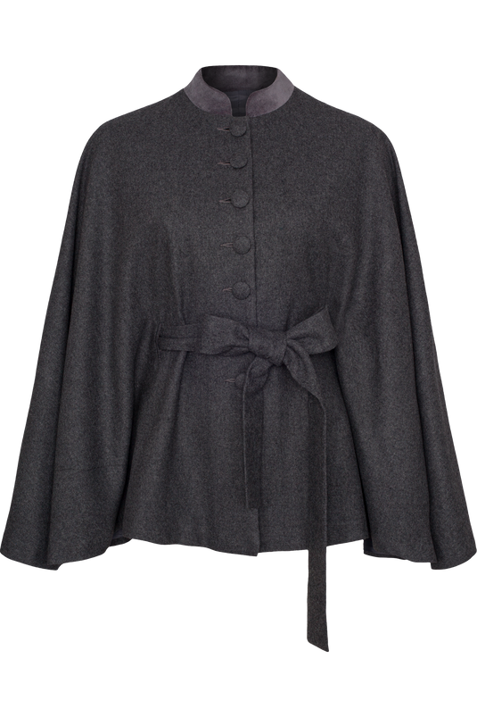 Damen Trachtencape mit Wolle Mia san Tracht. D262 6008 GABI in 1903-ANTHRAZIT - Vorderansicht