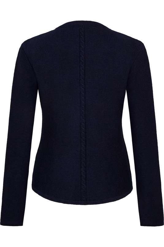 Damen Strickjacke mit Zopfmuster und Perlmuttknöpfen - marine