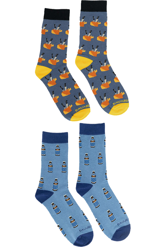 2 Paar Herrensocken mit bayerischen Schmankerln