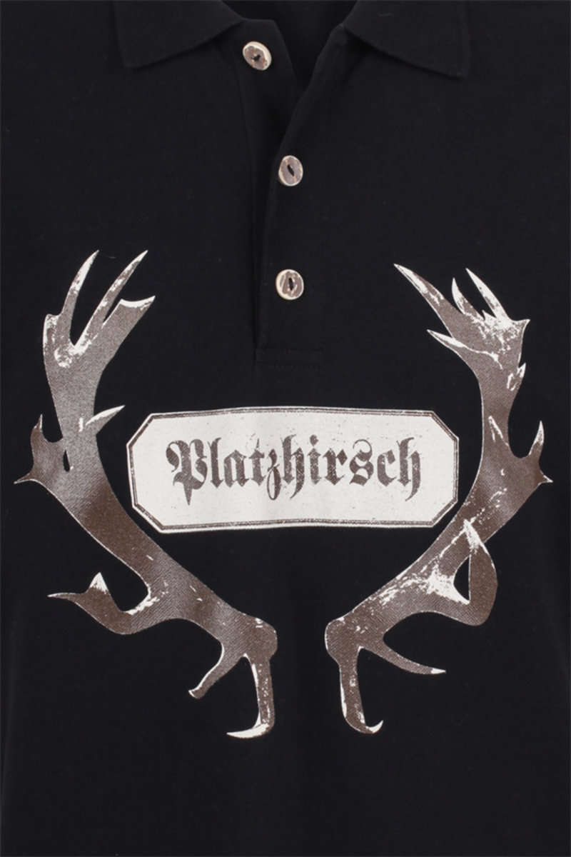 Poloshirt 'Platzhirsch' schwarz Bild 2