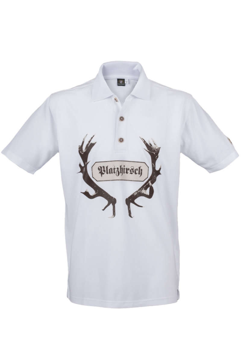 Poloshirt 'Platzhirsch' wei