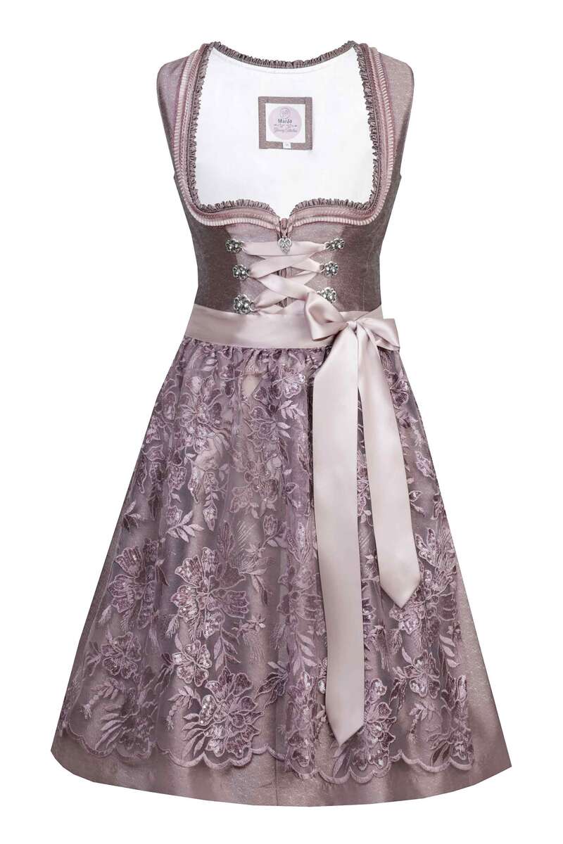 Mini-Dirndl mit Spitzenschrze aubergine