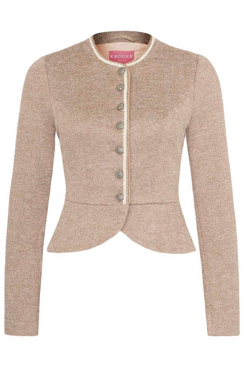 Trachtenblazer mit Fischgrtenmuster beige