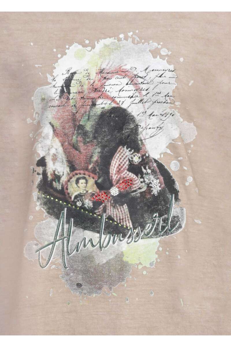 rmelloses Damen Trachten Shirt 'Almbusserl' taupe Bild 2
