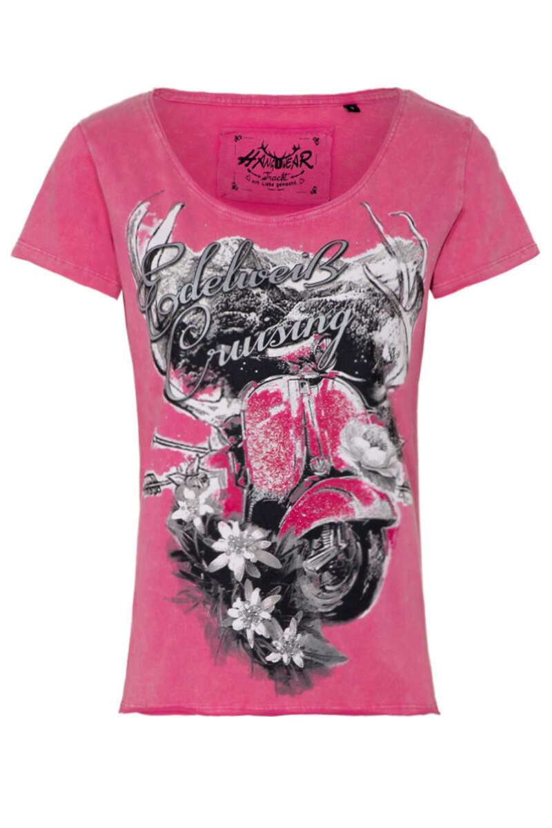 Damen T-Shirt 'Edelwei cruising' Vespa pink