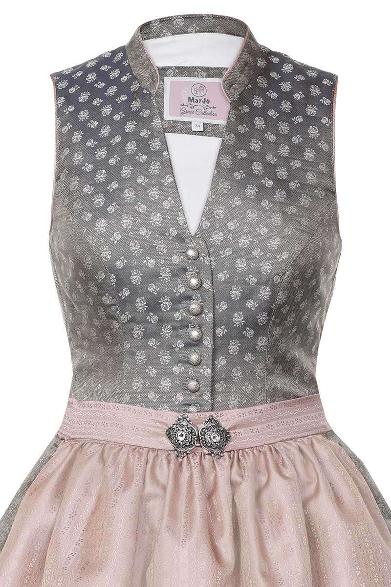 Midi-Dirndl hochgeschlossen steingrau altrosa Bild 2