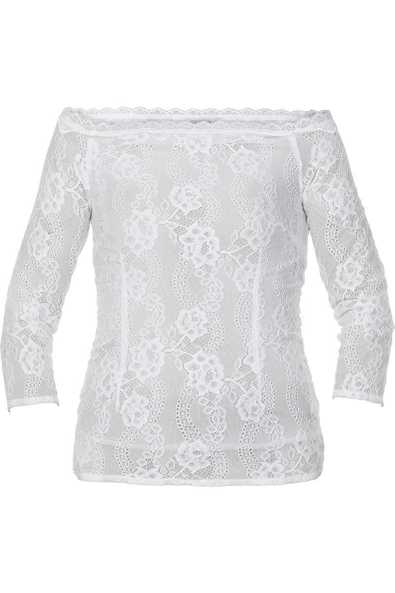 Trachten-Spitzen-Bluse schulterfrei offwhite