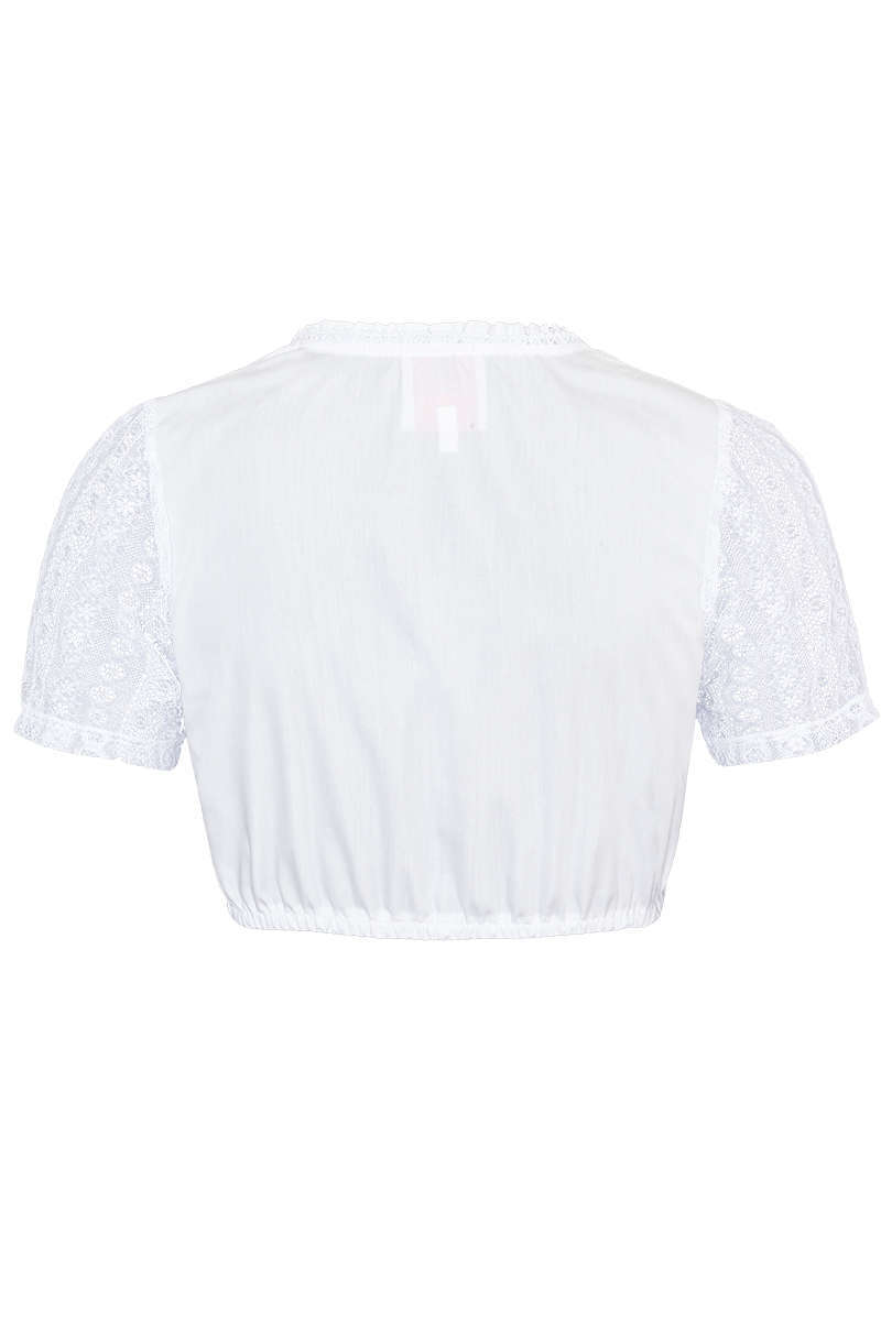 Dirndlbluse mit variablem Balkonettausschnitt und Spitzenrmel weiss Bild 2