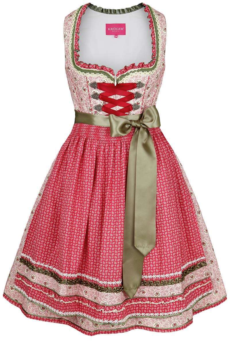 Blumen Dirndl kurz grn rosa