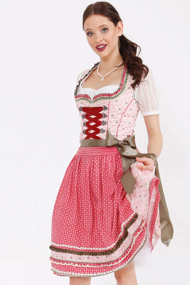 Blumen Dirndl kurz grn rosa Bild 2