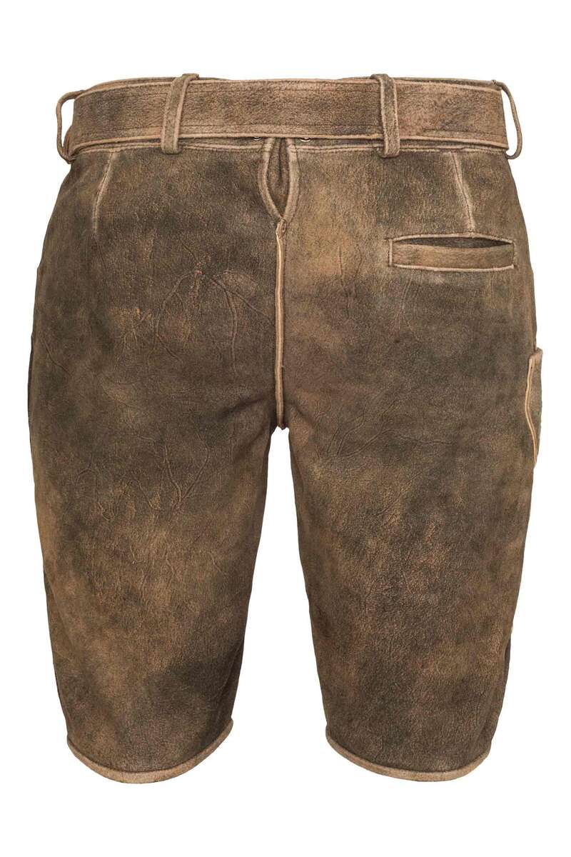 Herren Lederhose bestickt kurz braun grn Bild 2