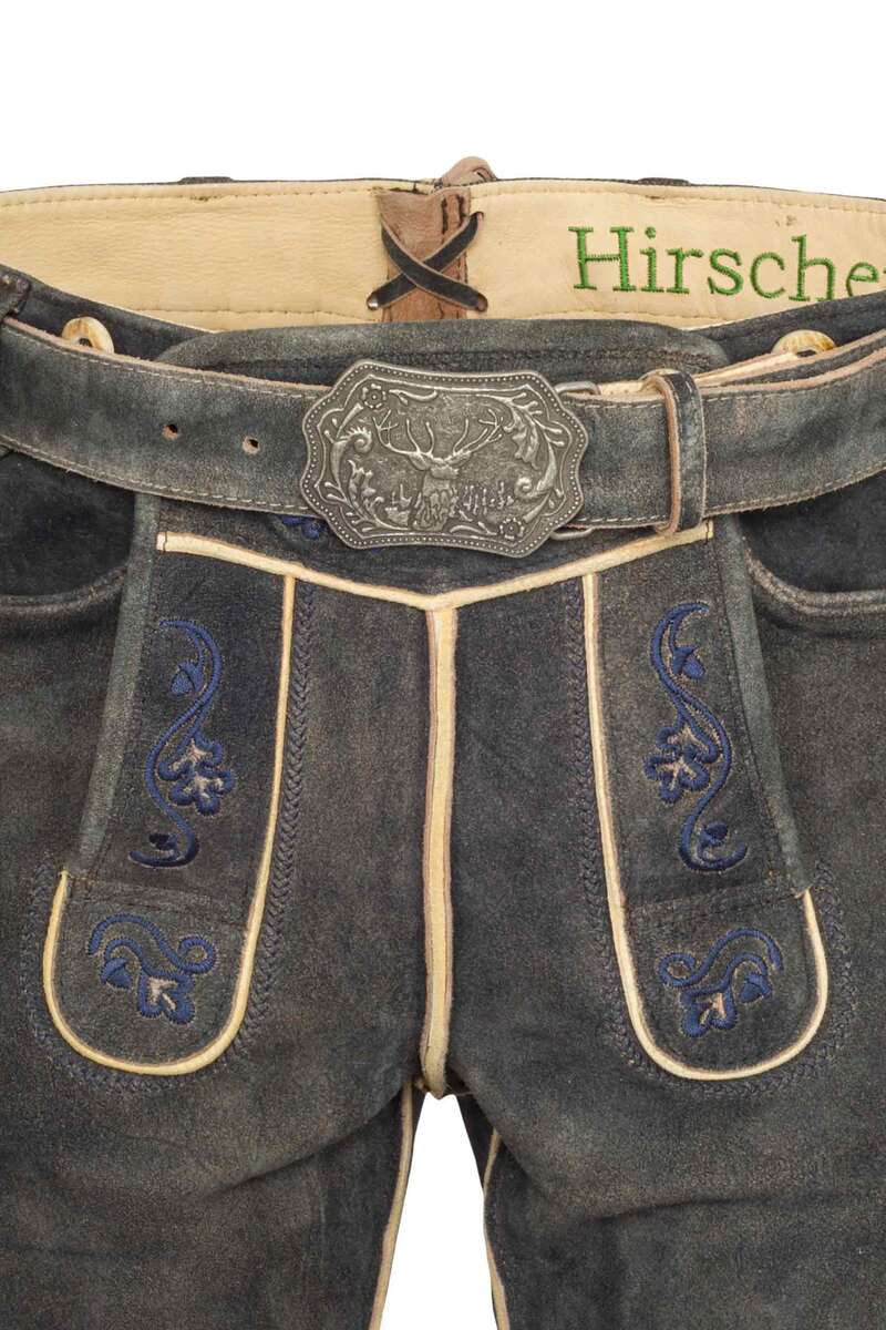 Herren Trachten Lederhose kurz anthrazit blau Bild 2