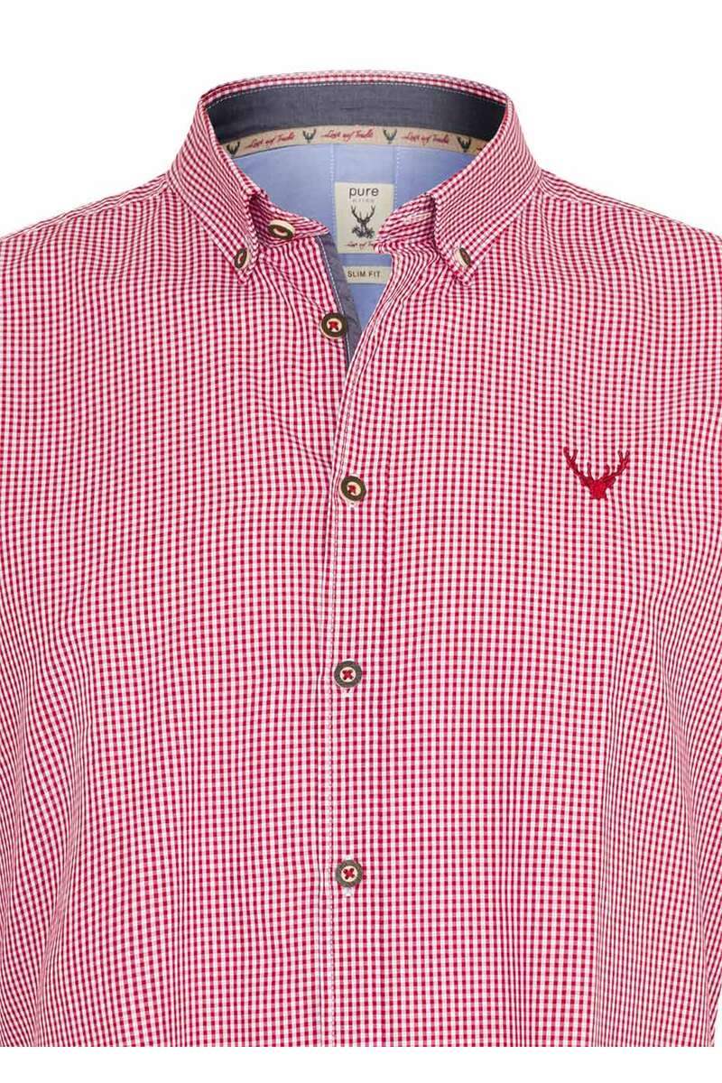 Trachtenhemd kariert Slim fit rot Bild 2