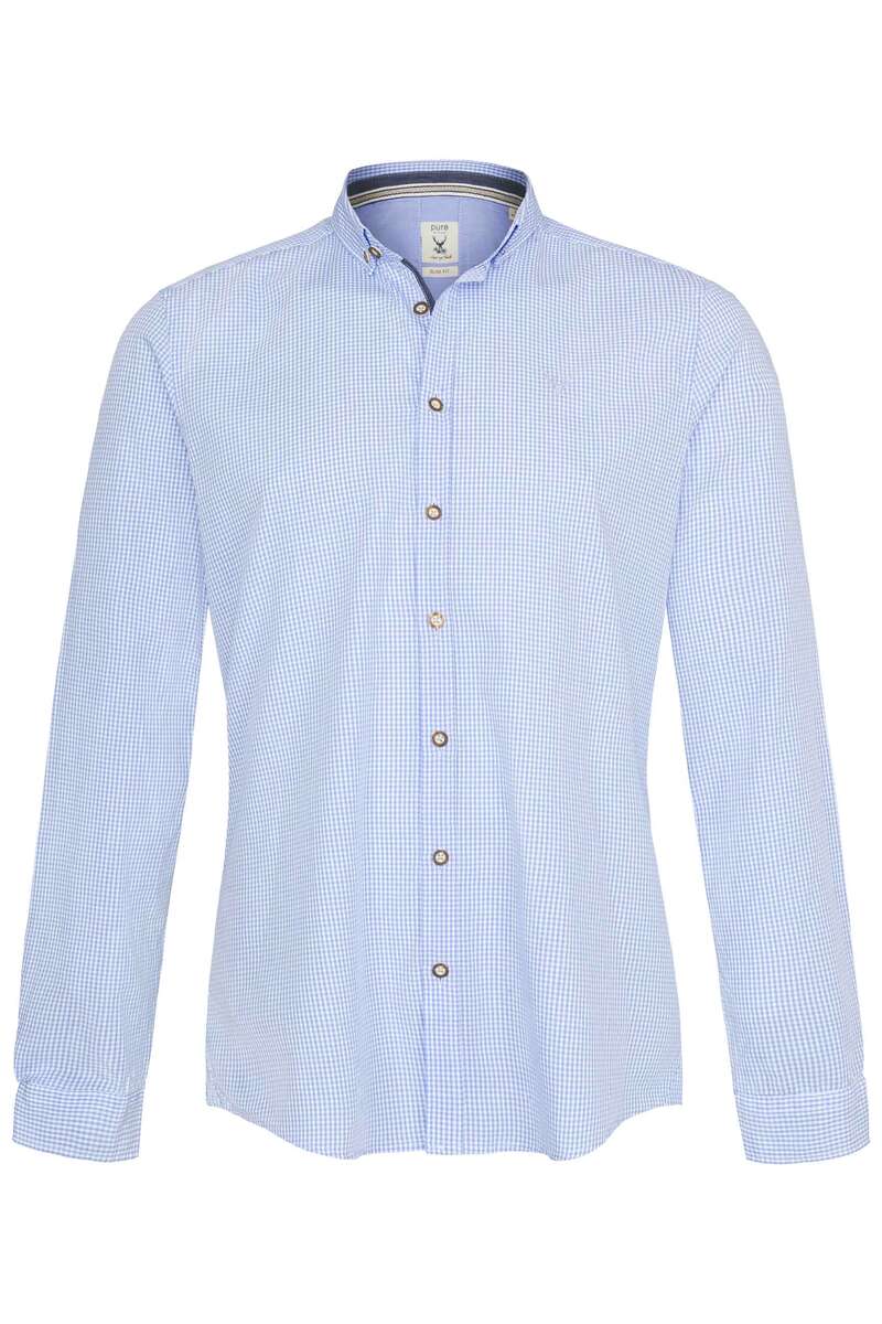 Trachtenhemd kariert Slim fit hellblau