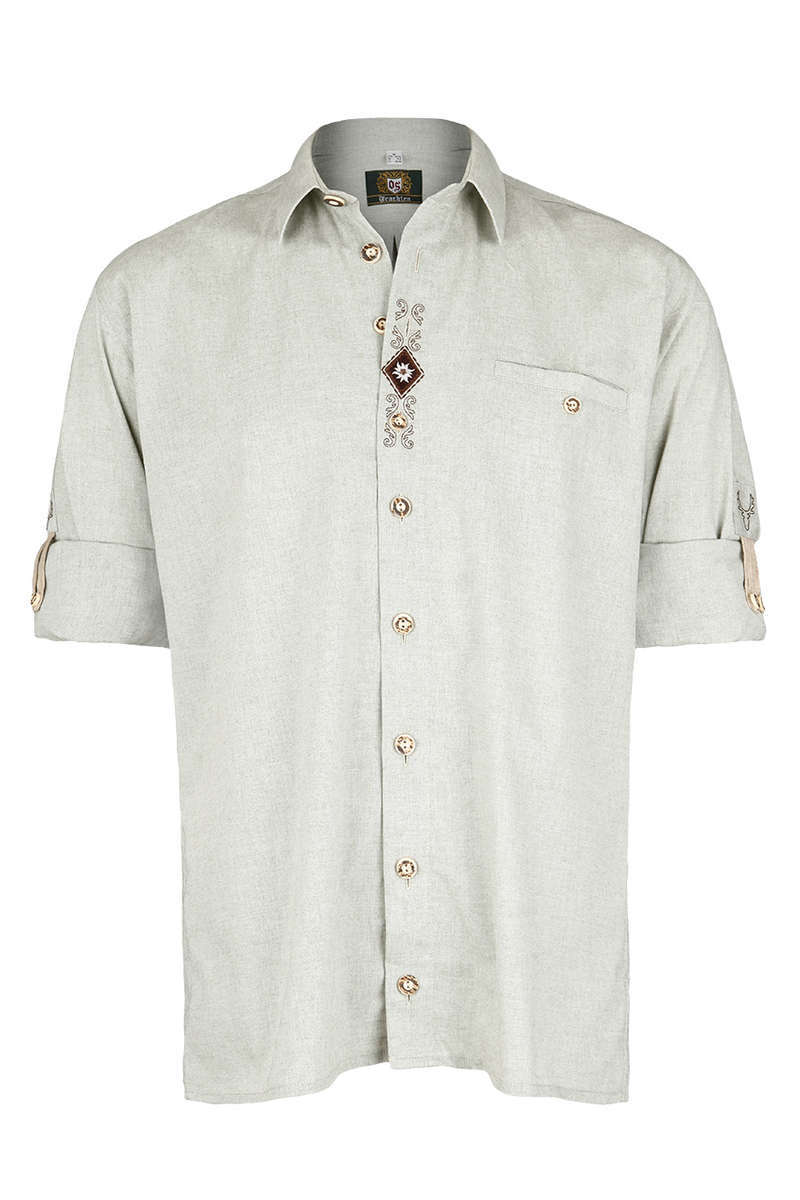 Herren Trachten-Krempelarm-Hemd Comfort Schnitt grn-grau Bild 2