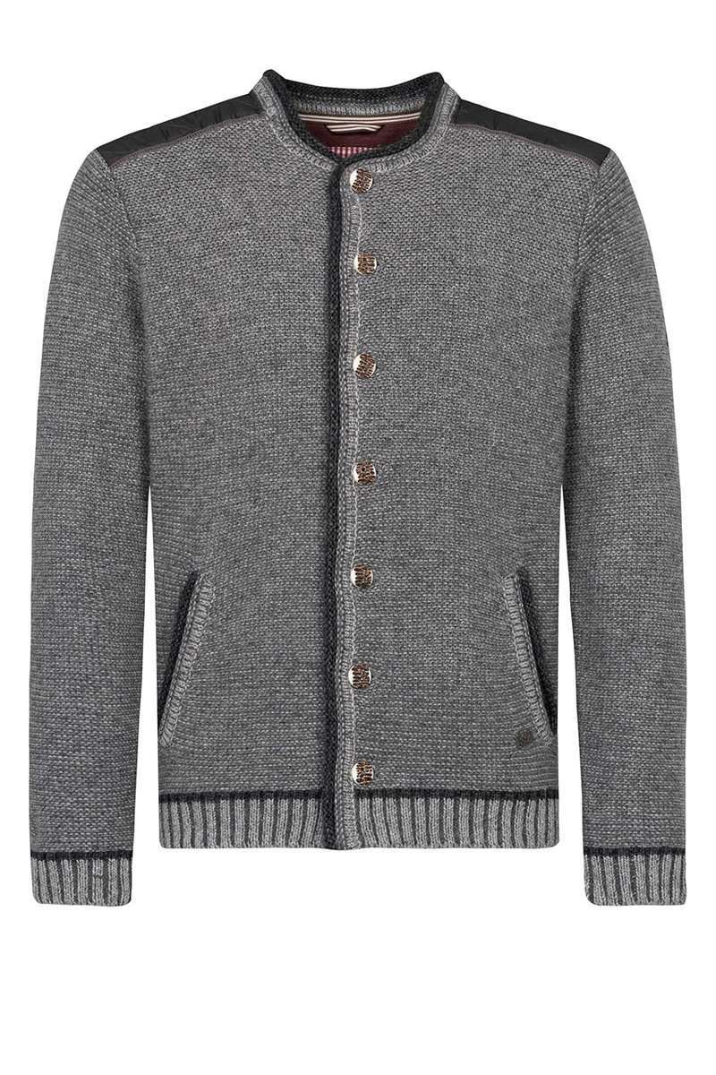 Herren Trachten Strick-Steppjacke grau