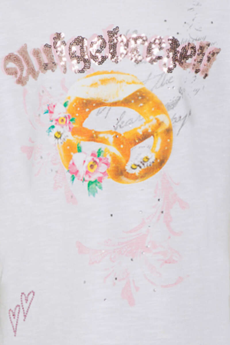 Mädchen T-Shirt Brezel mit Strass weiß-rosa Bild 2