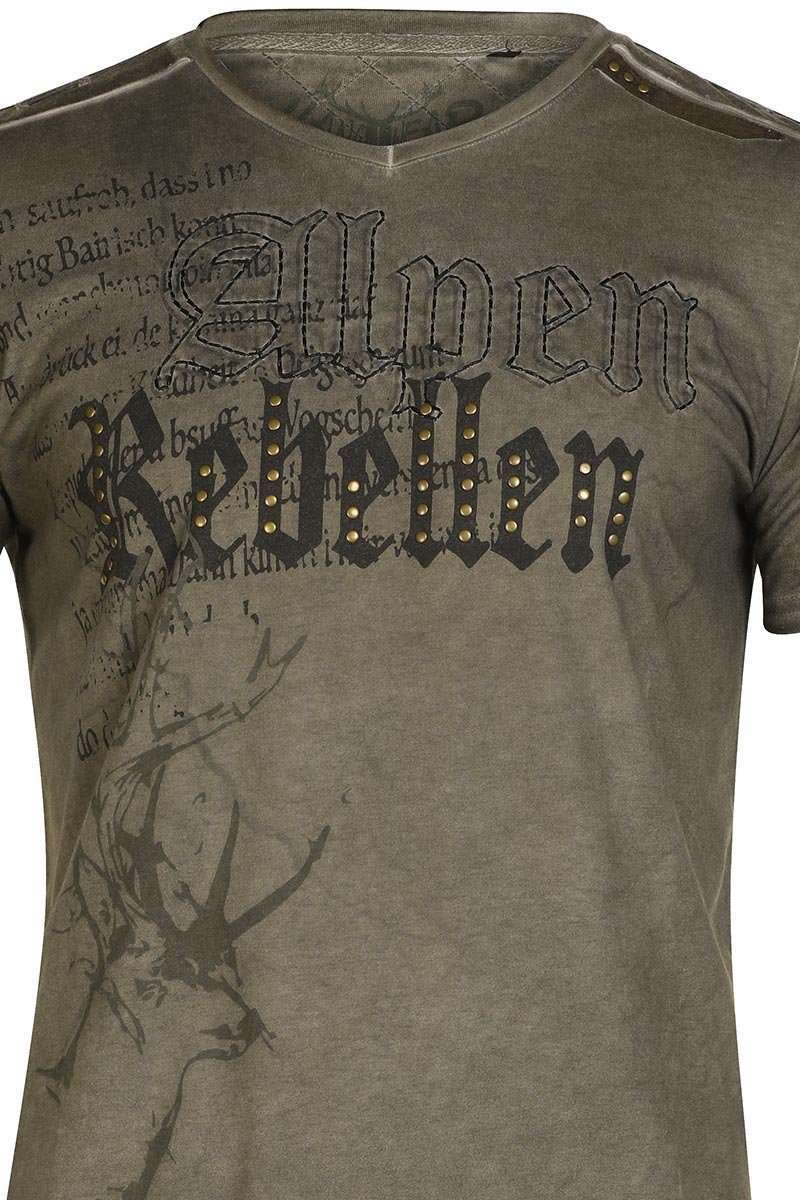 Trachten T-Shirt V-Ausschnitt braun Alpen Rebellen Bild 2