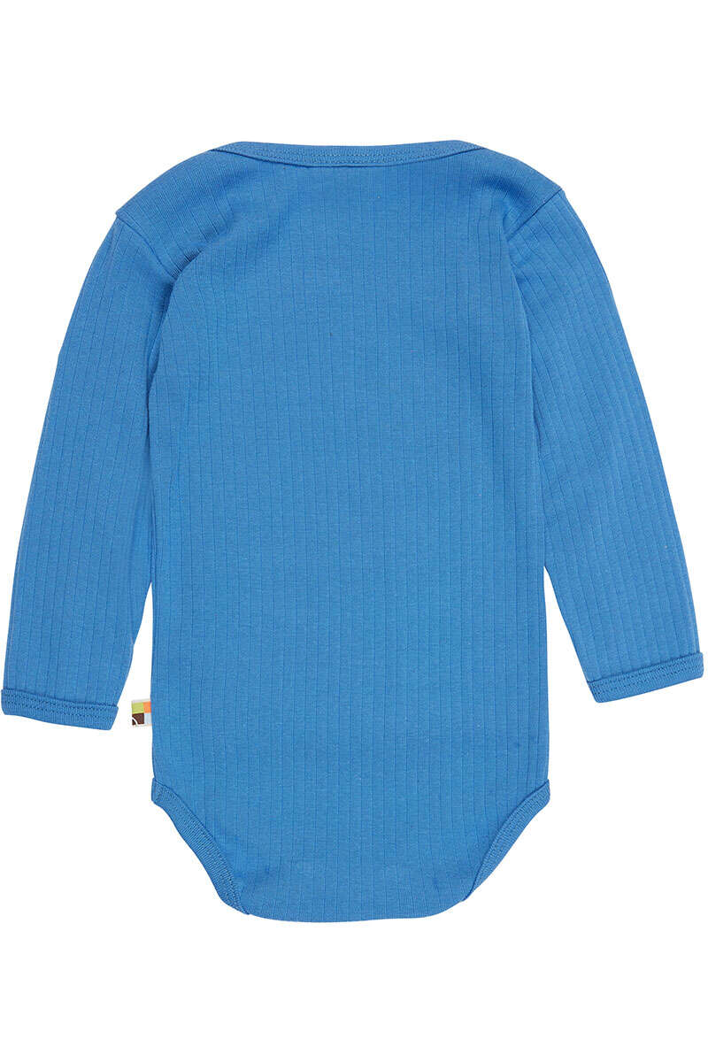 Babybody Waldtiere aus gerippter Bio-Baumwolle langarm blau Bild 2