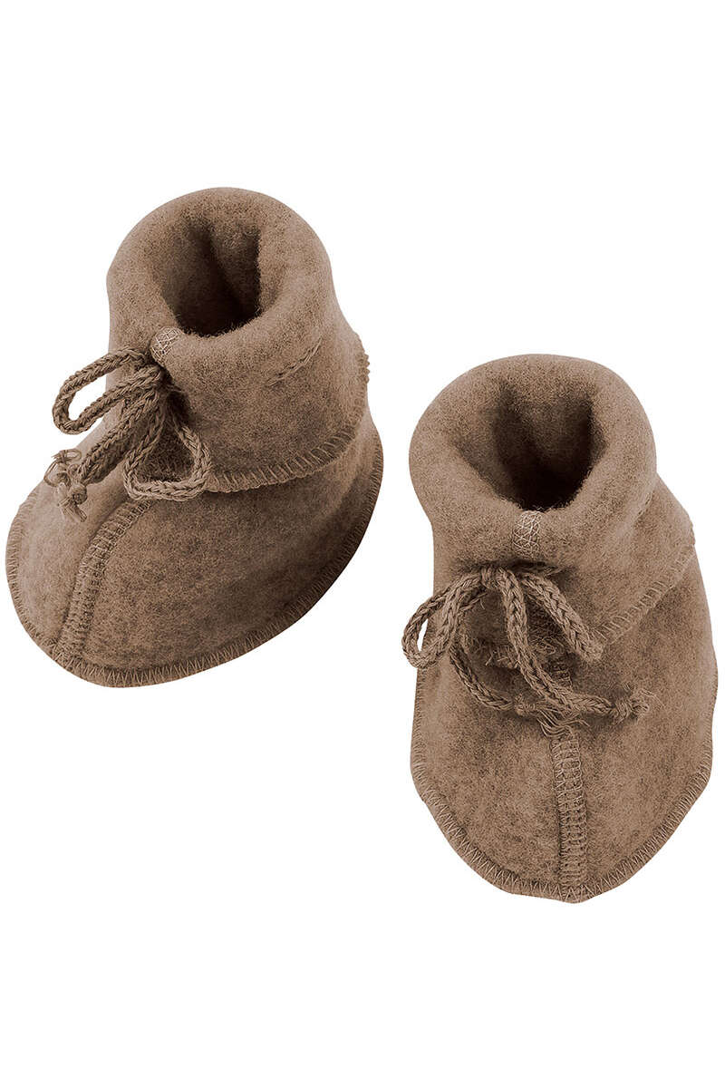 Baby Schhchen aus Bio-Wollfleece walnuss braun