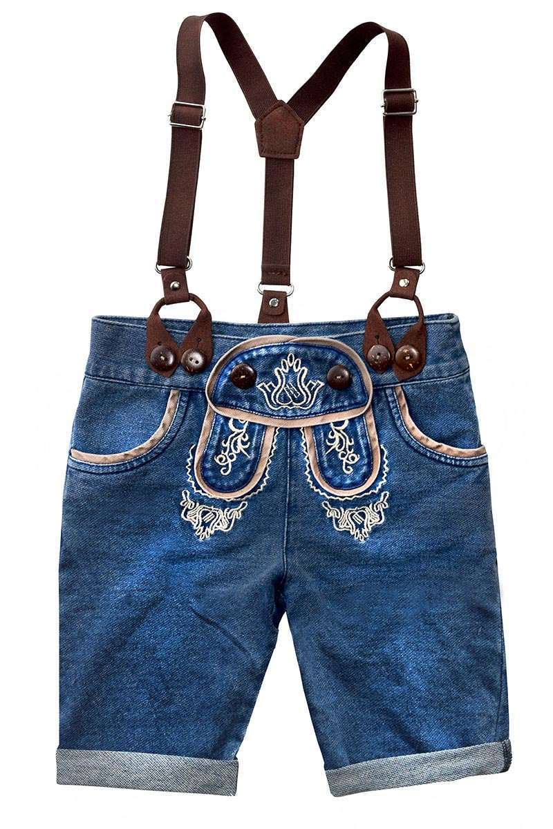 Baby Jeans-3/4 Lederhosenstyle blau