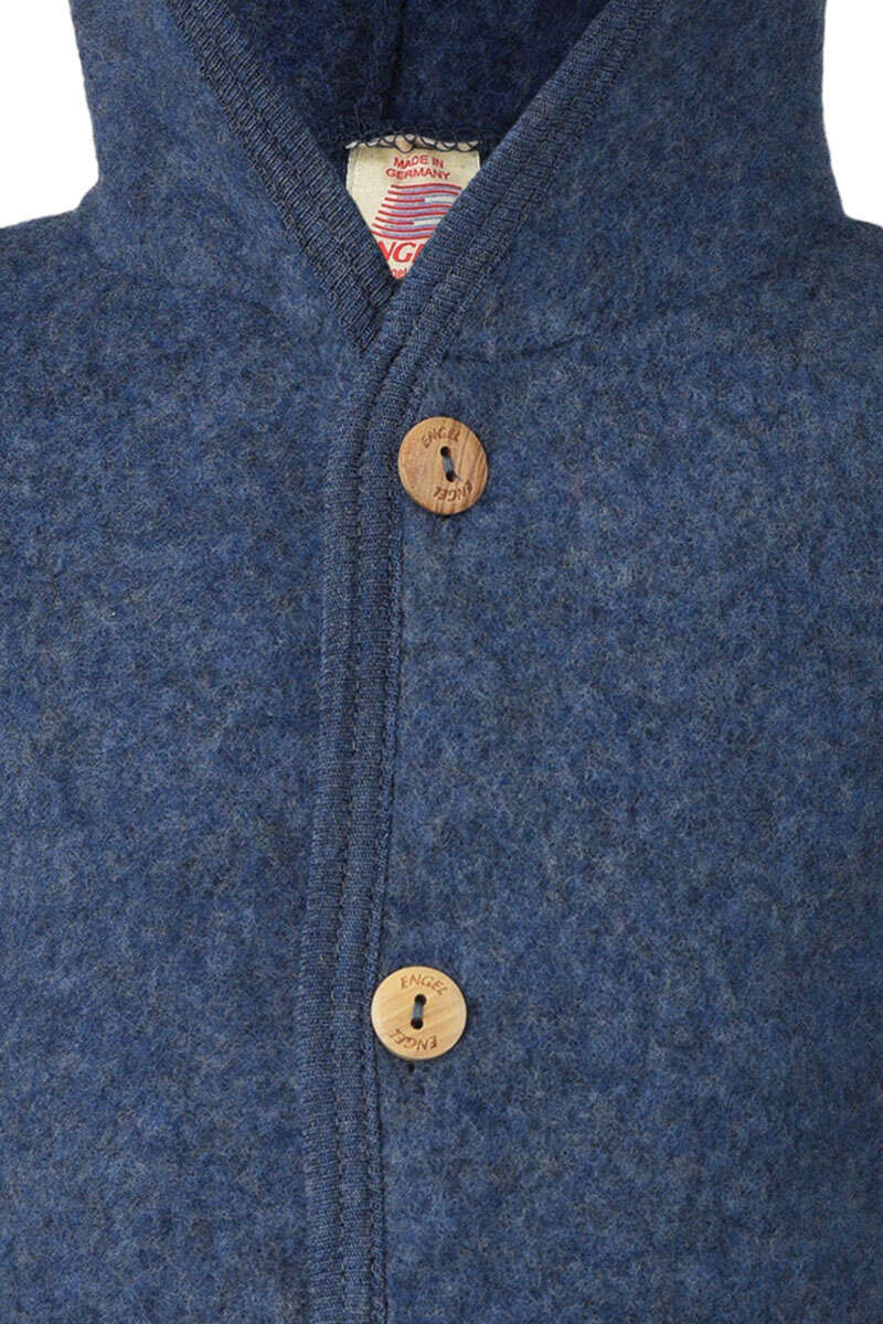 Baby-Wollfleece-Anzug mit Kapuze aus Bio Schurwollfleece blau Bild 2