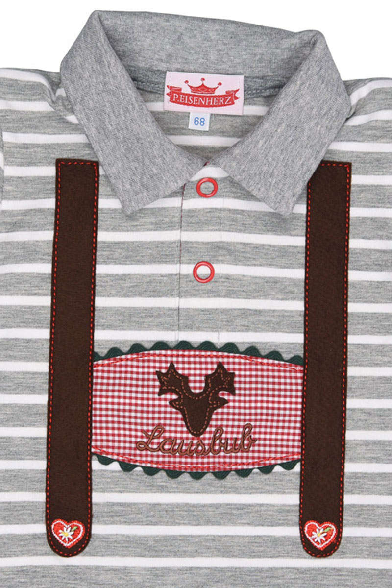 Trachten Baby Langarm-Shirt Lausbub grau weiss Bild 2