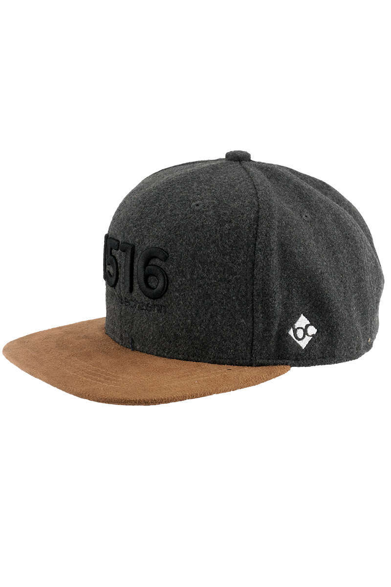 Snapback Cap 1516 anthrazit mit schwarzer Stickerei