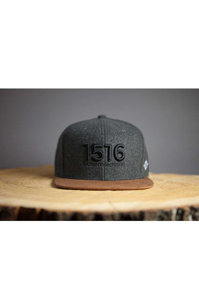 Snapback Cap 1516 anthrazit mit schwarzer Stickerei Bild 2