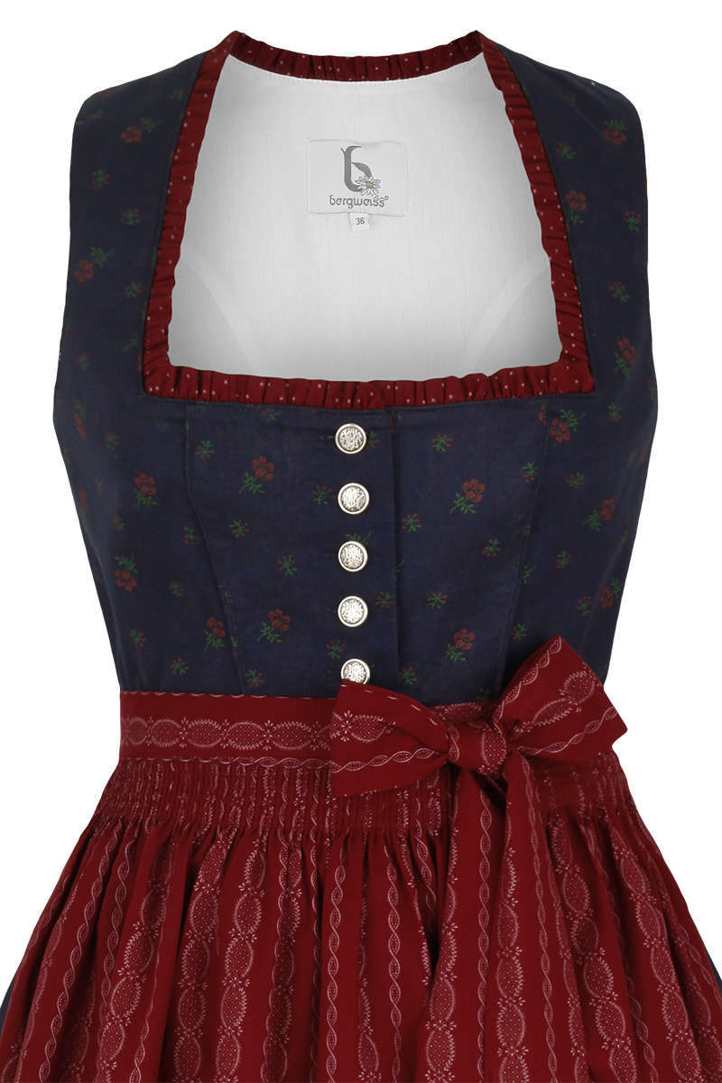 Baumwoll-Wasch-Dirndl dunkelblau bordeaux Bild 2