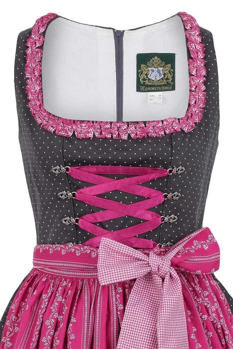 Baumwolldirndl kurz grau pink Bild 2