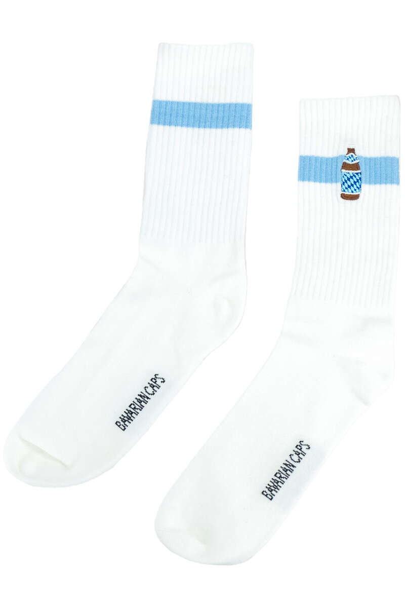 Herren-Sportsocken mit Bierflaschen-Motiv 'BAYERISCH HELL' wei