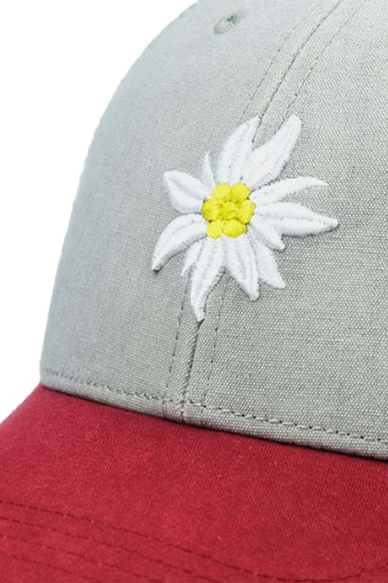 Curved Cap mit Edelweiss hellgrau rot Bild 2