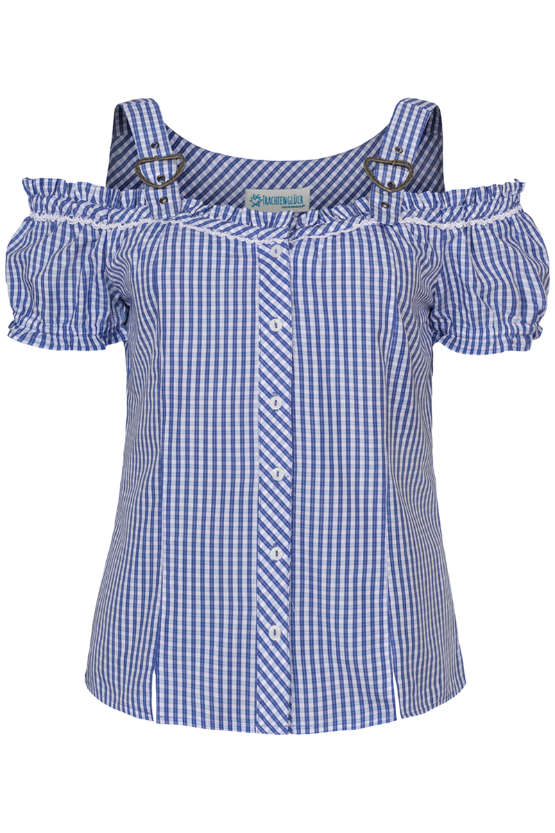 Trachten Carmenbluse kariert blau