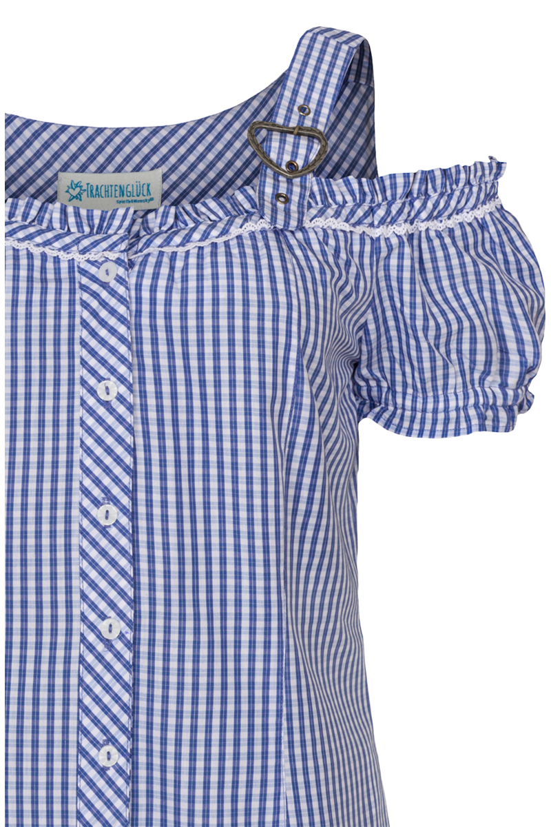 Trachten Carmenbluse kariert blau Bild 2