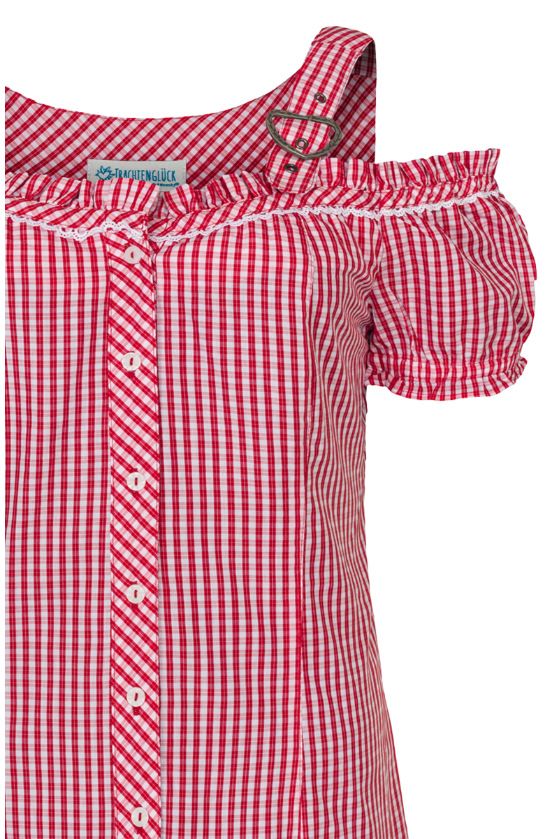 Trachten Carmenbluse kariert rot Bild 2