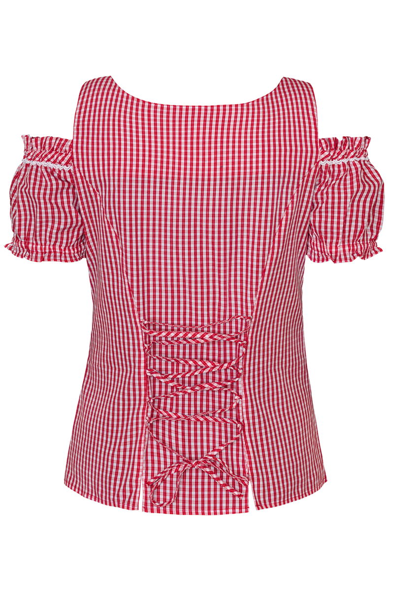 Trachten Carmenbluse kariert rot Bild 2