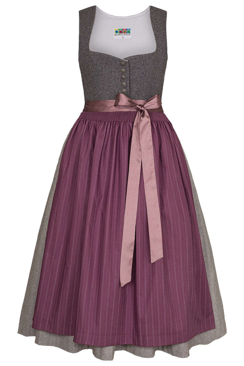 Lodendirndl lang grau lila