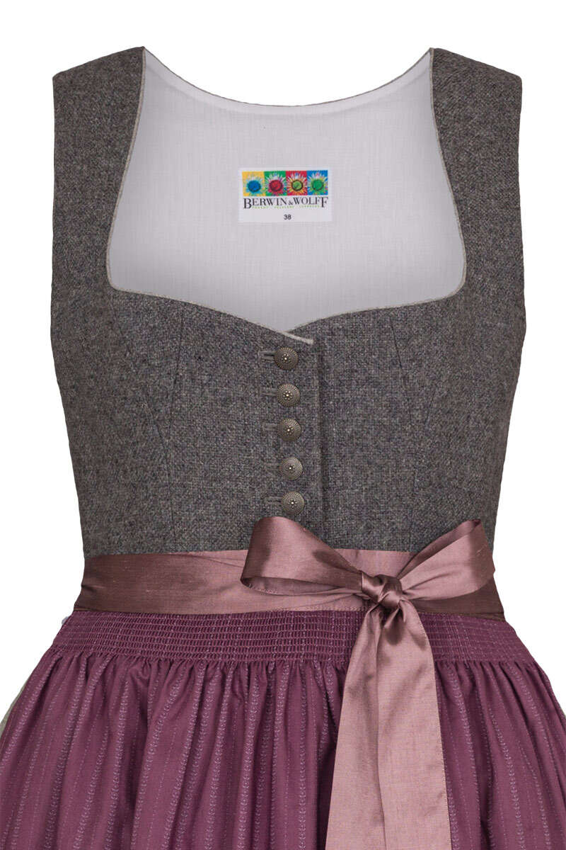 Lodendirndl lang grau lila Bild 2